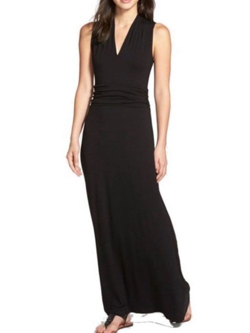 Vince Camuto Black Sleeveless V Neck Maxi Dress Size Small